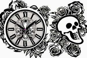 Animals Scull nibbles the clock tattoo idea