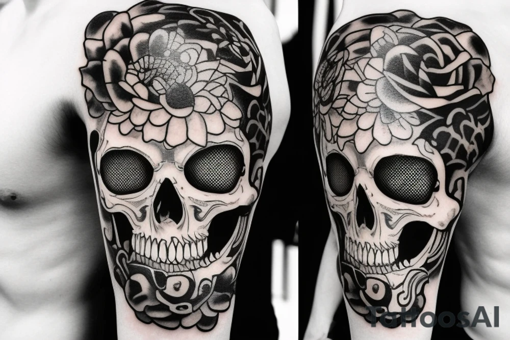 Animals Scull nibbles the clock tattoo idea