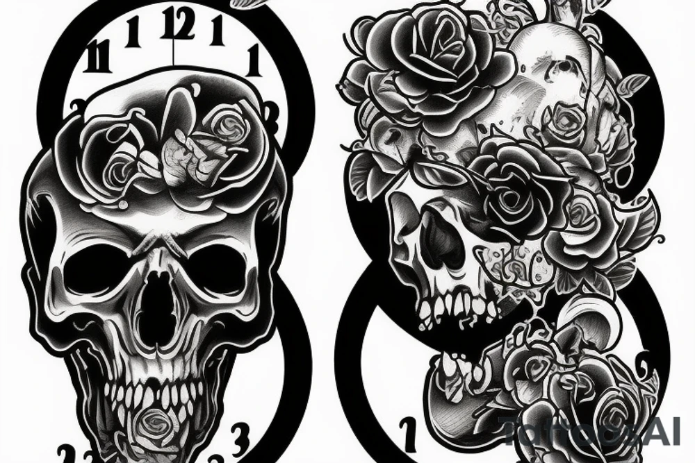 Animals Scull crushed the clock tattoo idea