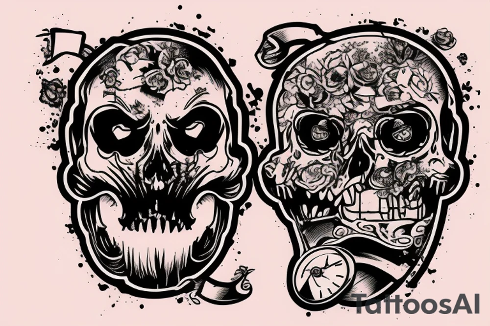 Animals Scull crushed the clock tattoo idea