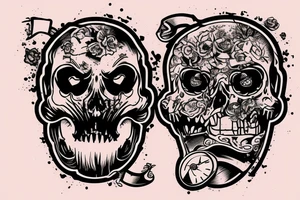 Animals Scull crushed the clock tattoo idea