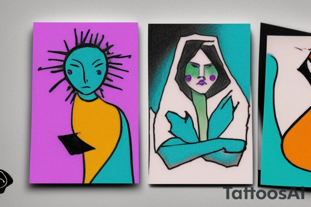 Card sized
The only colors that can be used are teal amber and purple
Throughout heaven and earth only I am the honored one. See through your eyes. Keep the fire and disco burning. tattoo idea