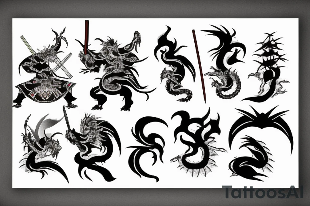 Samurai fights dragon tattoo idea