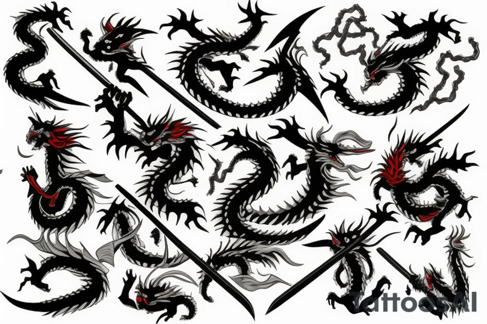 Samurai fights dragon tattoo idea