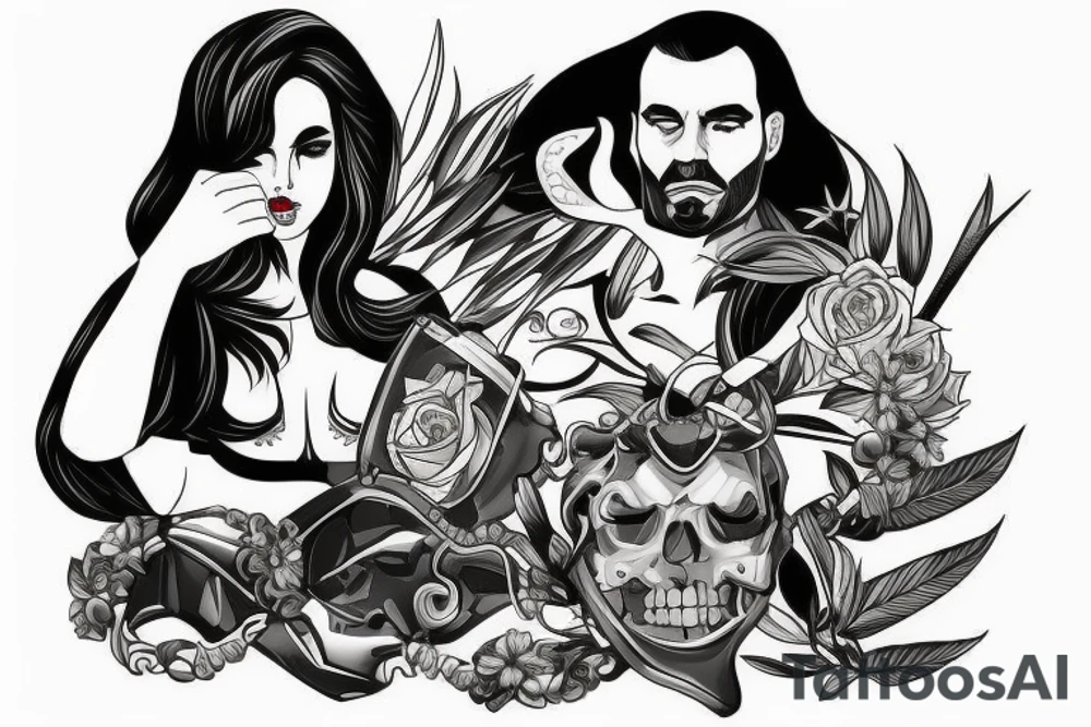 Guerriero forte coraggioso e leale con la sua armata tattoo idea