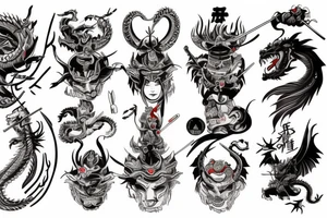 Samurai fights dragon tattoo idea