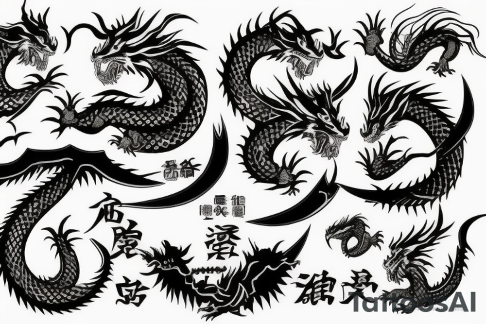 Samurai fights dragon tattoo idea