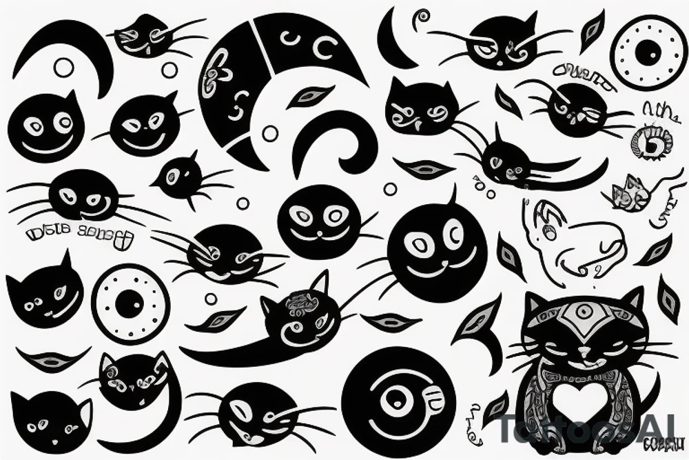 Cat with black sun tattoo idea