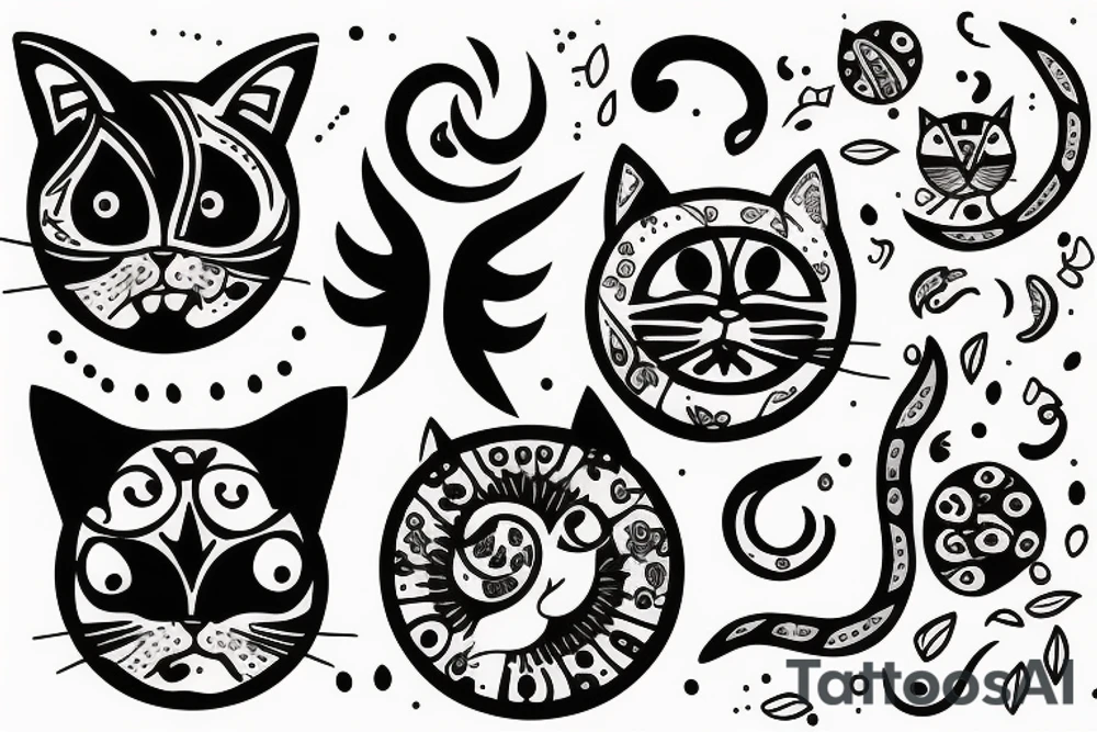 Cat with black sun tattoo idea