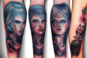 Women with ice sword tattoo idea