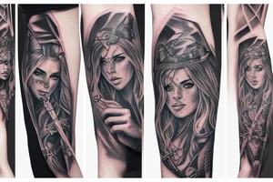 Women with ice sword tattoo idea