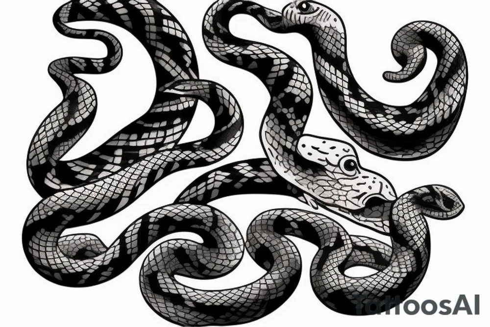 Two snakes from back to hands tattoo idea