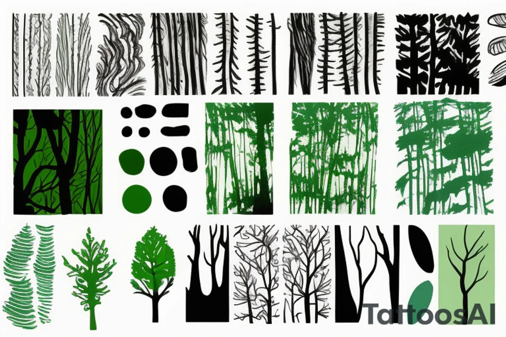 Card sized

only use able colors are shades of green

the forest through the trees tattoo idea