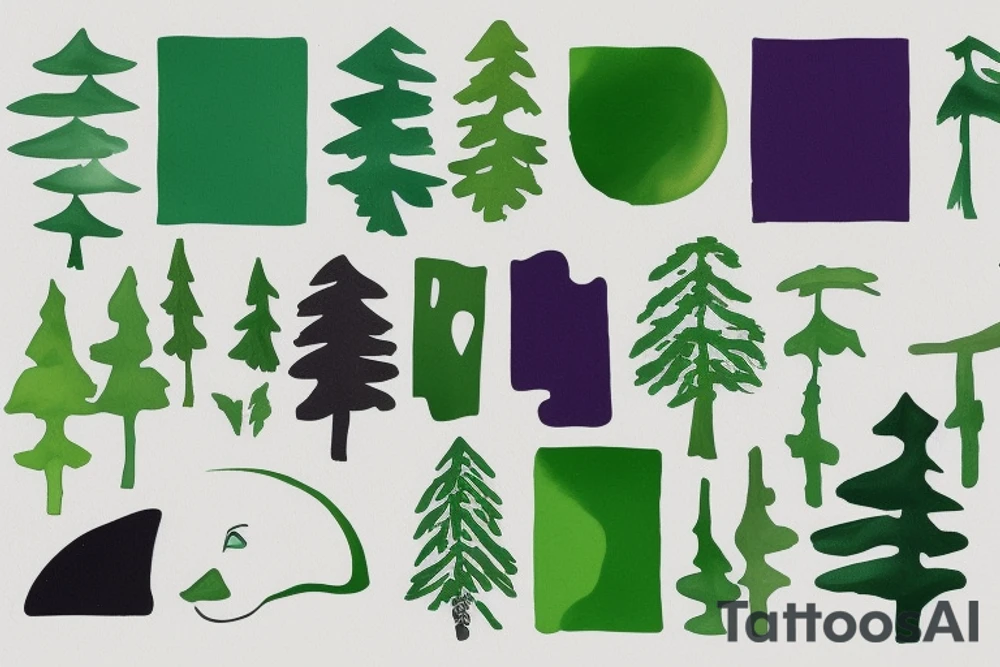 Card sized

only use able colors are shades of green

the forest through the trees tattoo idea