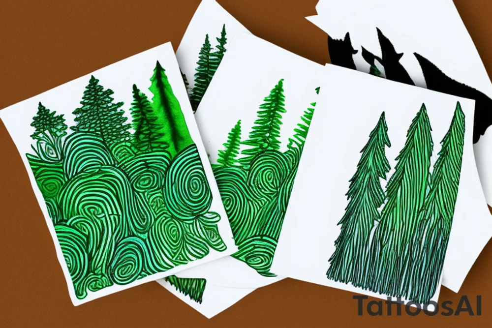 Card sized

only use able colors are shades of green

the forest through the trees tattoo idea