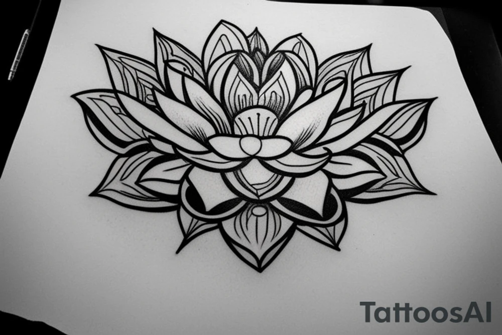 lotus flower, mild details tattoo idea