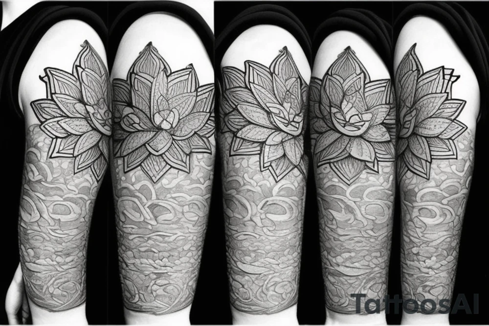 lotus flower, mild details tattoo idea