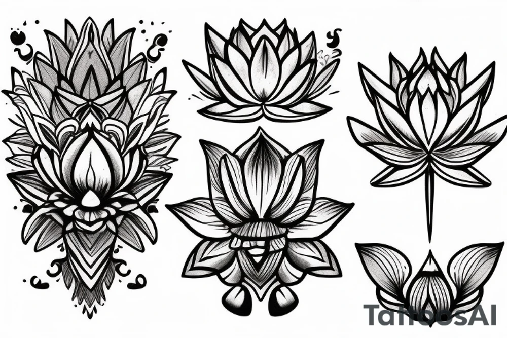 lotus flower, mild details tattoo idea