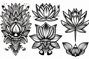lotus flower, mild details tattoo idea