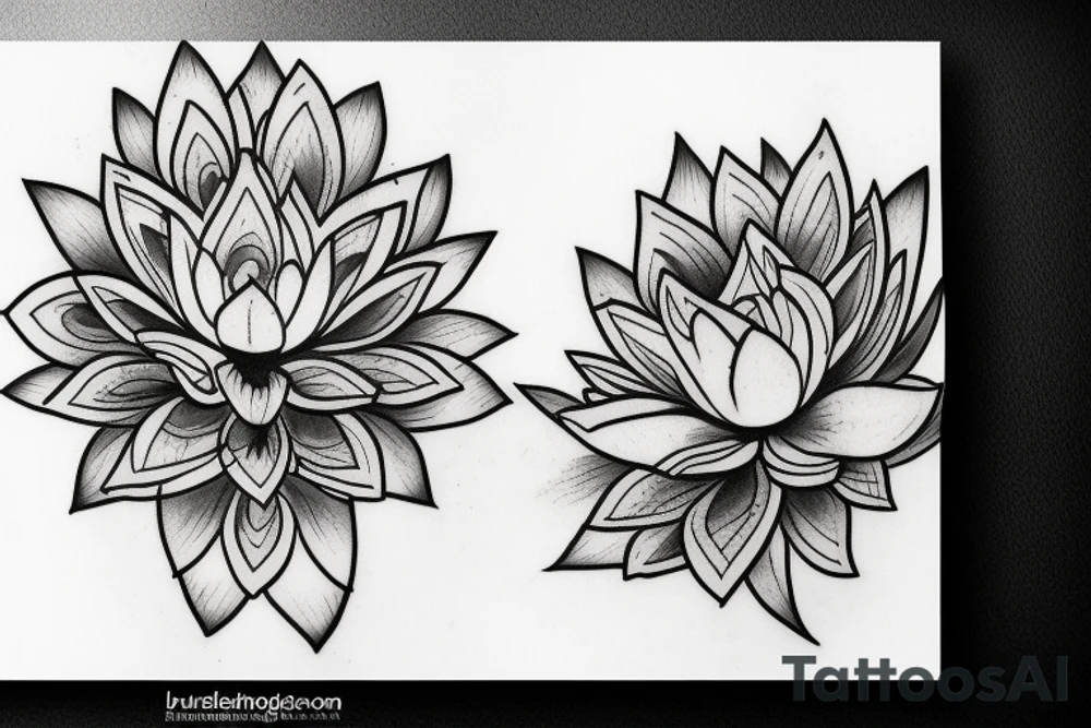 lotus flower, mild details tattoo idea
