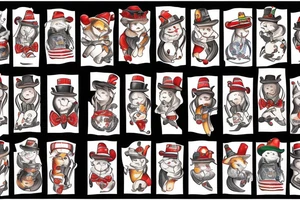 Fire snow cat in hat tattoo idea