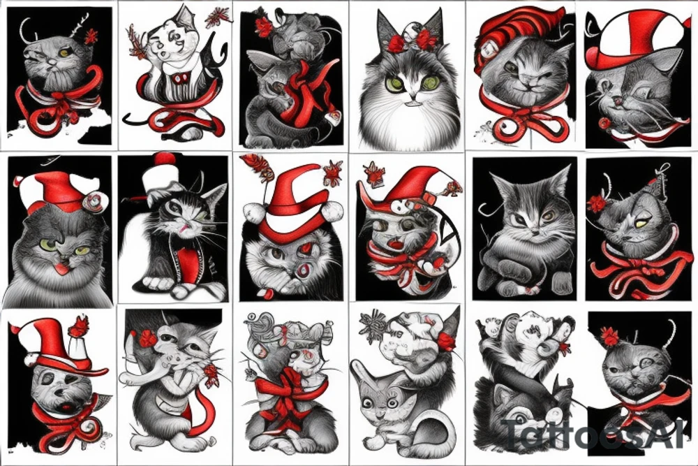 SnowFire satan cat in hat tattoo idea