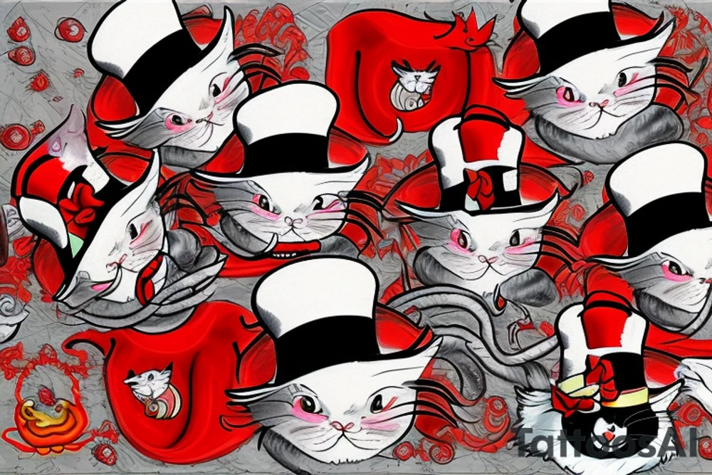 SnowFire satan cat in hat tattoo idea