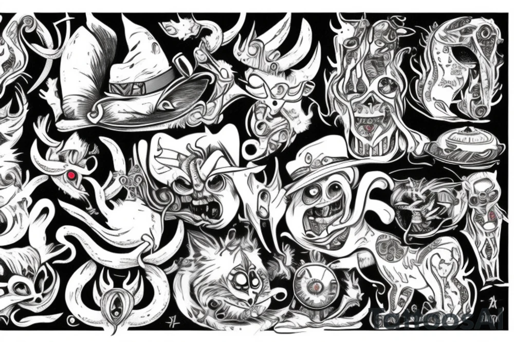 SnowFire satan cat in hat tattoo idea