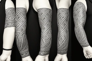 forearm wrap viking weave with polynesian influence tattoo idea