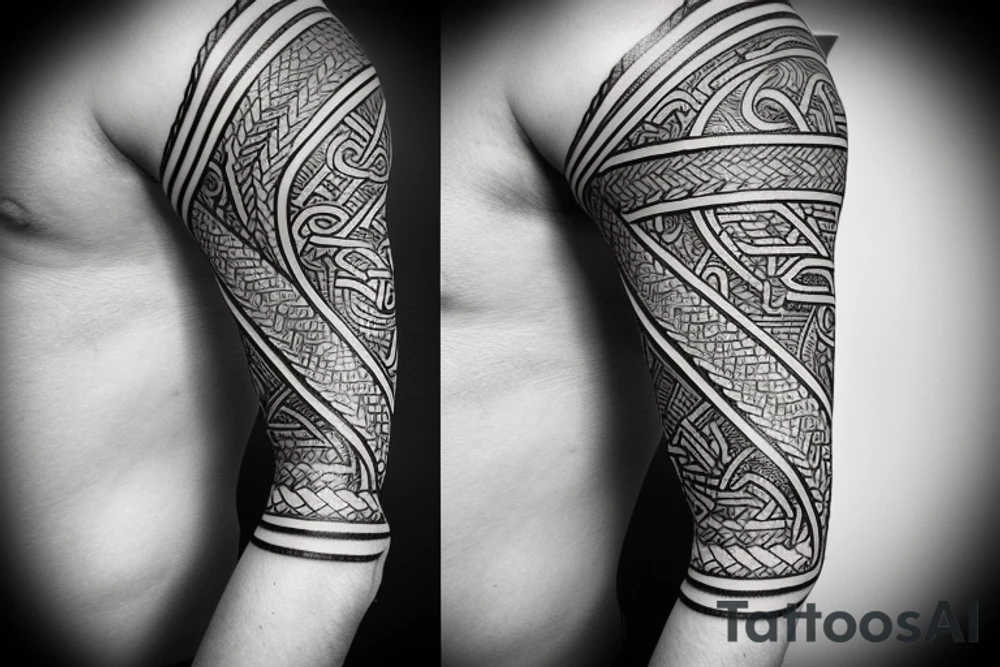 forearm wrap viking weave with polynesian influence, tattoo idea forearm wrap viking weave with polynesian influence, tattoo idea