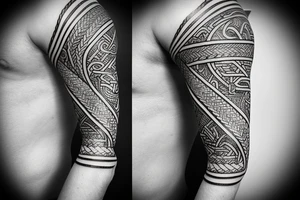 forearm wrap viking weave with polynesian influence, tattoo idea