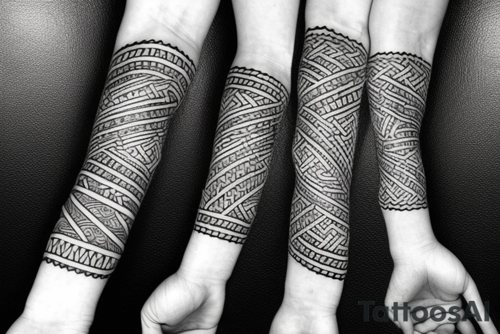 forearm wrap viking weave with polynesian influence, simple and small tattoo idea forearm wrap viking weave with polynesian influence, simple and small tattoo idea