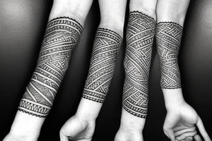 forearm wrap viking weave with polynesian influence, simple and small tattoo idea