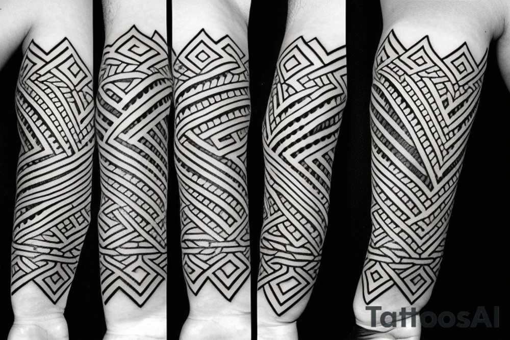 forearm wrap viking weave with polynesian influence, simple and small tattoo idea