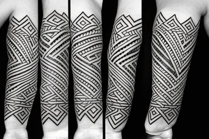 forearm wrap viking weave with polynesian influence, simple and small tattoo idea