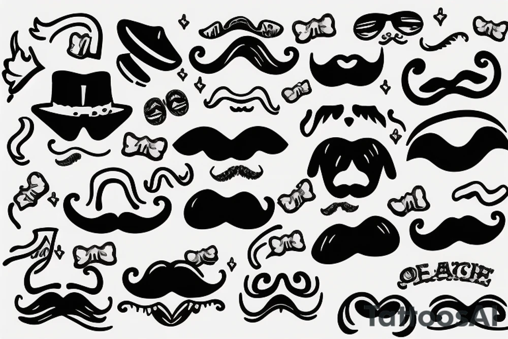 dog wearing a hat with a mustache tattoo idea
