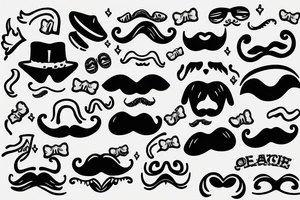 dog wearing a hat with a mustache tattoo idea
