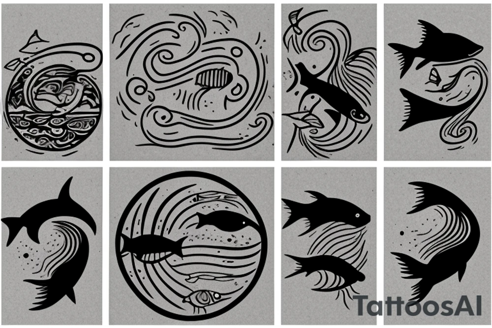 Fishing swimming in circle tattoo idea