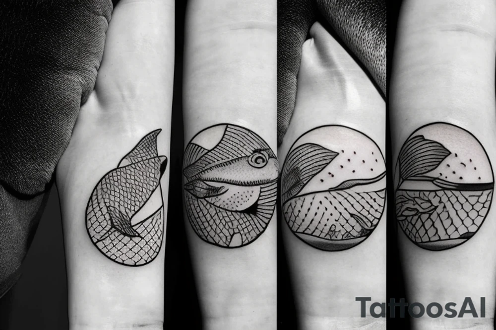Fishing swimming in circle tattoo idea