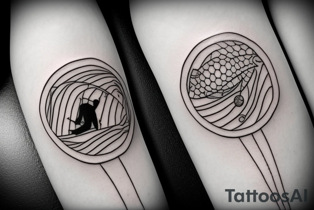 Fishing swimming in circle tattoo idea