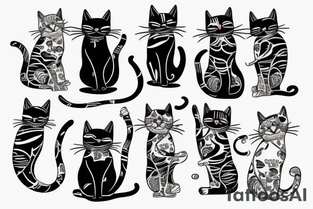 Stretching cat tattoo idea