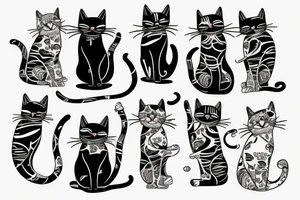 Stretching cat tattoo idea