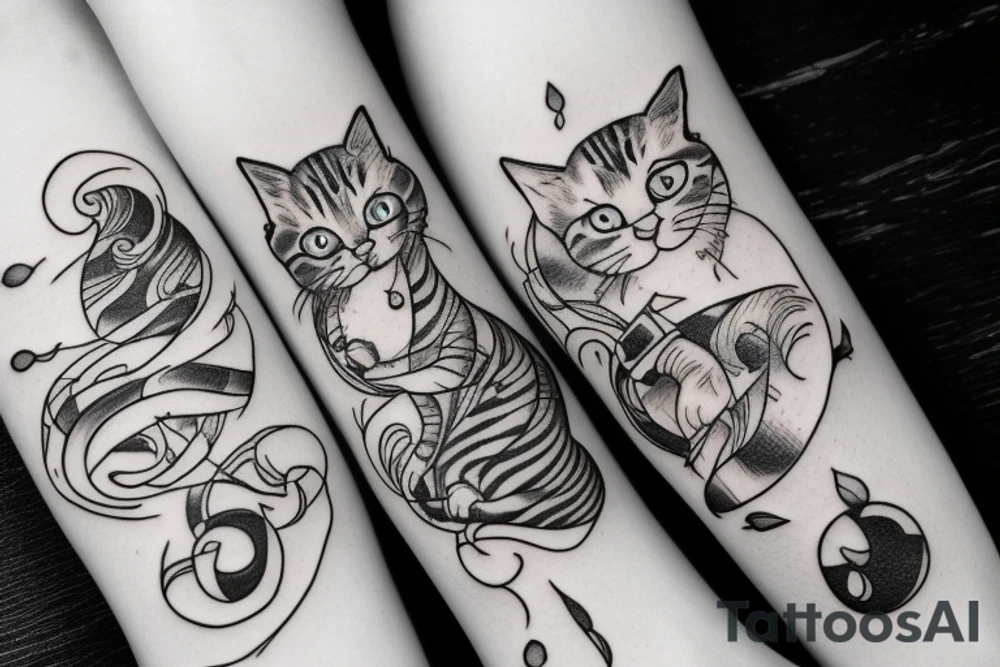 Stretching cat tattoo idea