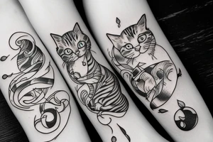 Stretching cat tattoo idea