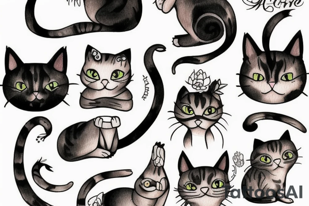 Cat stretching tattoo idea