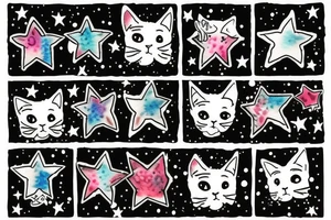 Cat with stars inside stretch tattoo idea
