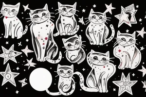 Cat with stars inside stretch tattoo idea