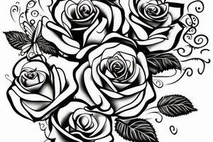 Traditional rose with a butterfly coming out. tattoo idea