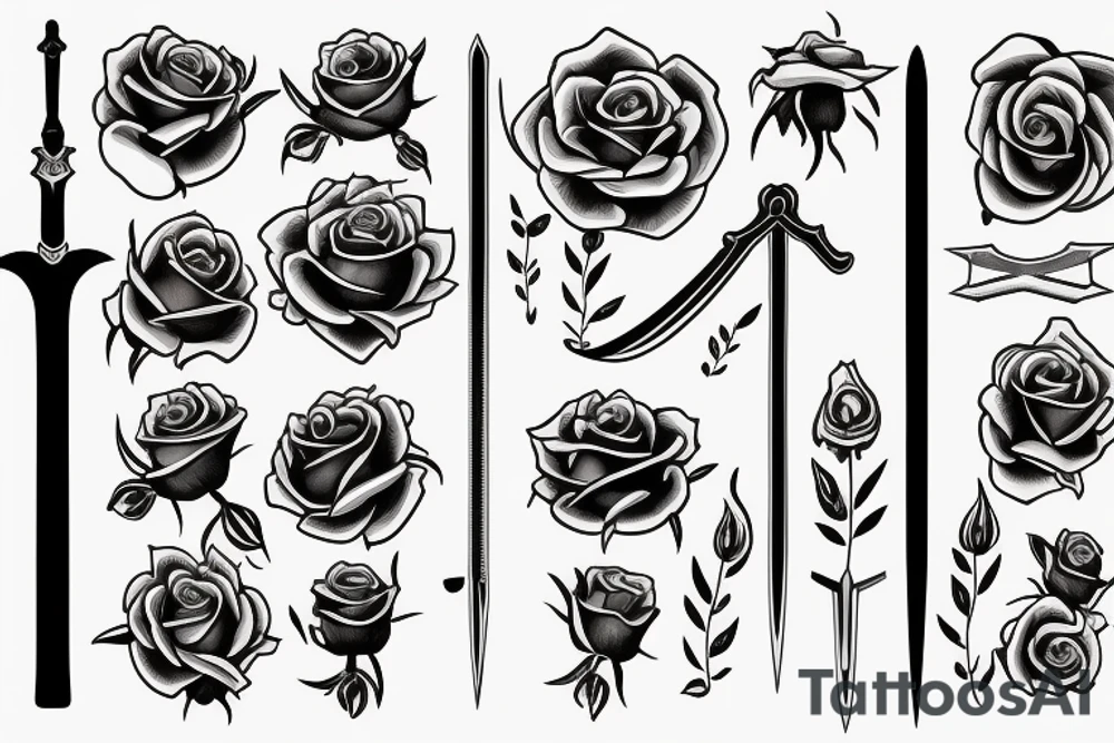 Sword and rose tattoo idea
