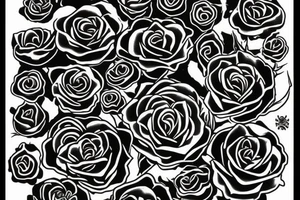 Knife inside roses and flames around it tattoo idea